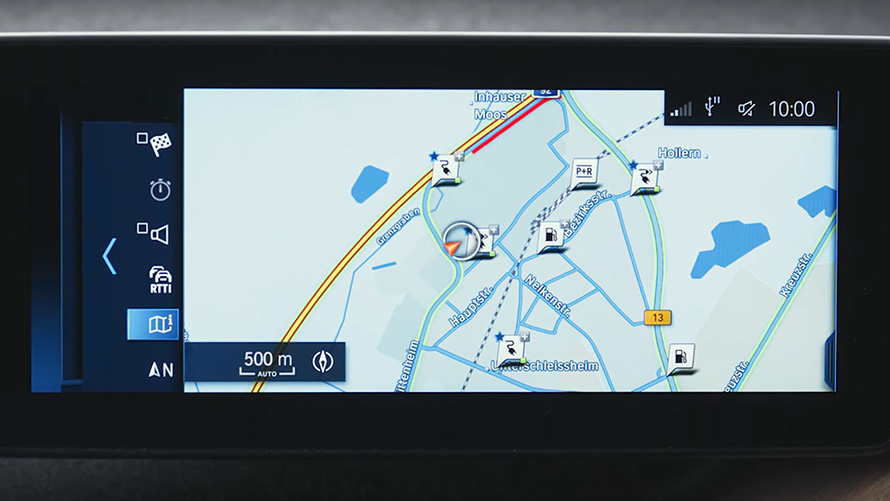 BMW plug-in hybrid navigation system BMW 2 Series Active Tourer F45 BMW plug-in hybrid navigation system close-up
