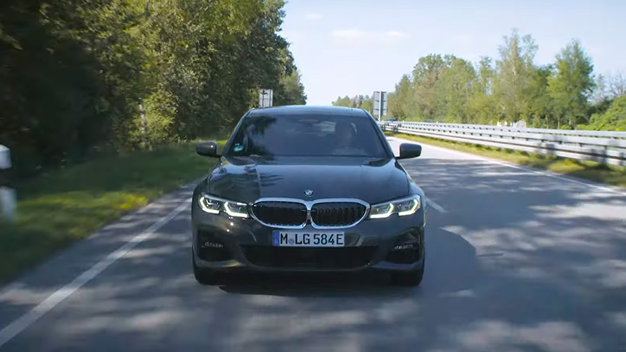 BMW plug-in hybrid driving on road BMW 2 Series Active Tourer F45 BMW plug-in hybrid driving on road front view